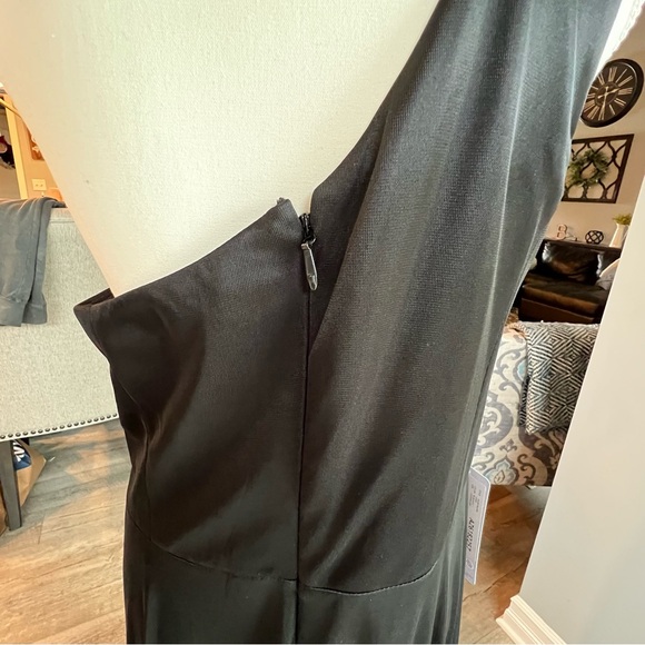 NWT Azazie Brooke Black One Shoulder Dress - Picture 9 of 14